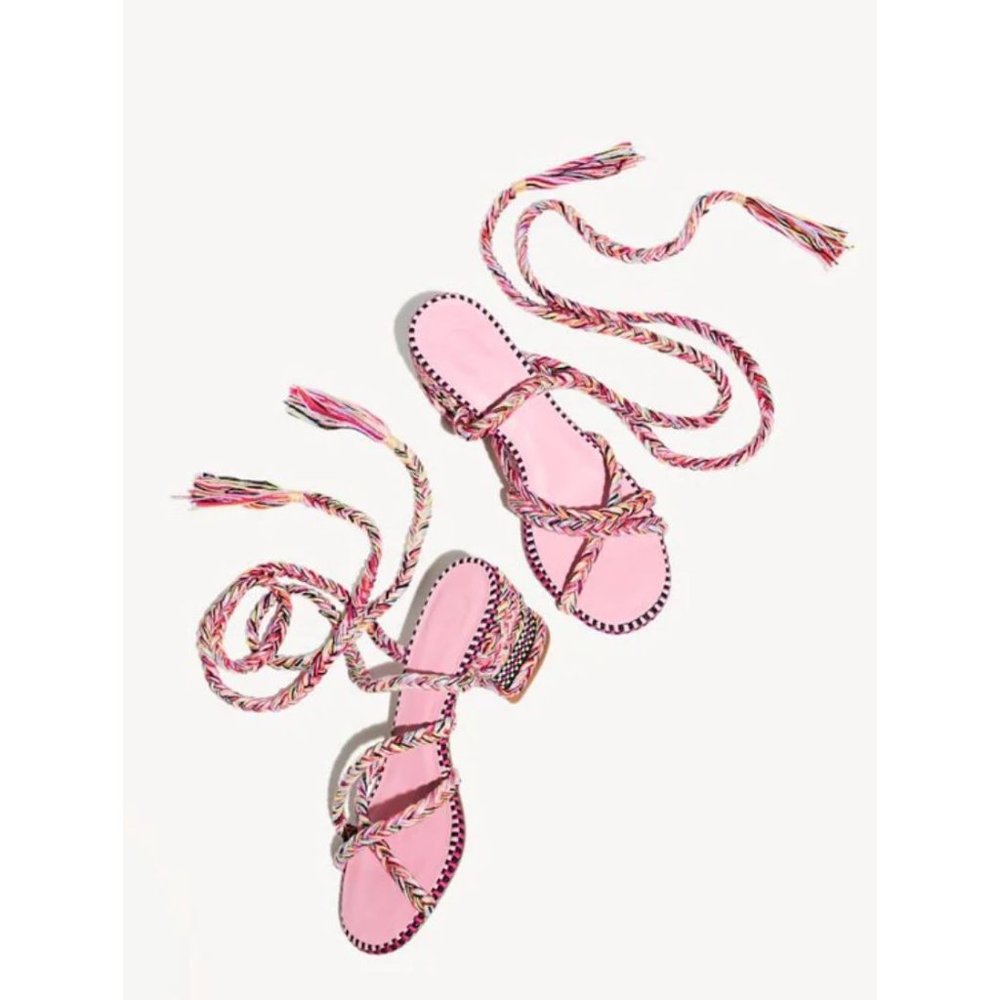 Anthropologie AMAMBAIH Isabel Braided Heel Sandals Pink Multiple Sizes - Picture 2 of 6